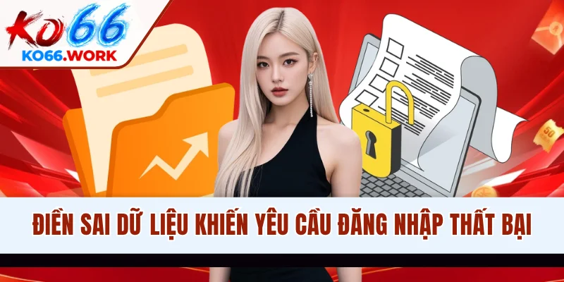 Điền sai dữ liệu khiến yêu cầu đăng nhập thất bại